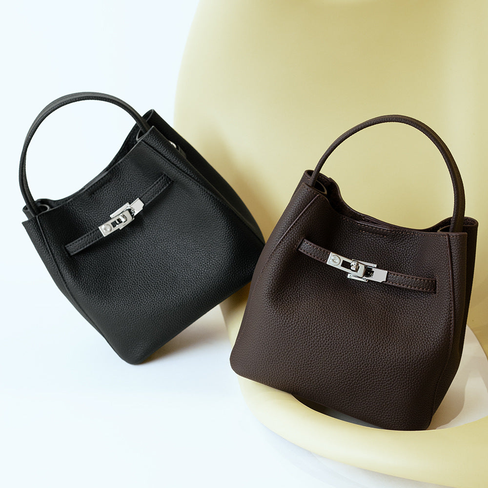 Women's First Layer Cowhide Vegetable Basket Leather Women's Messenger Bag
