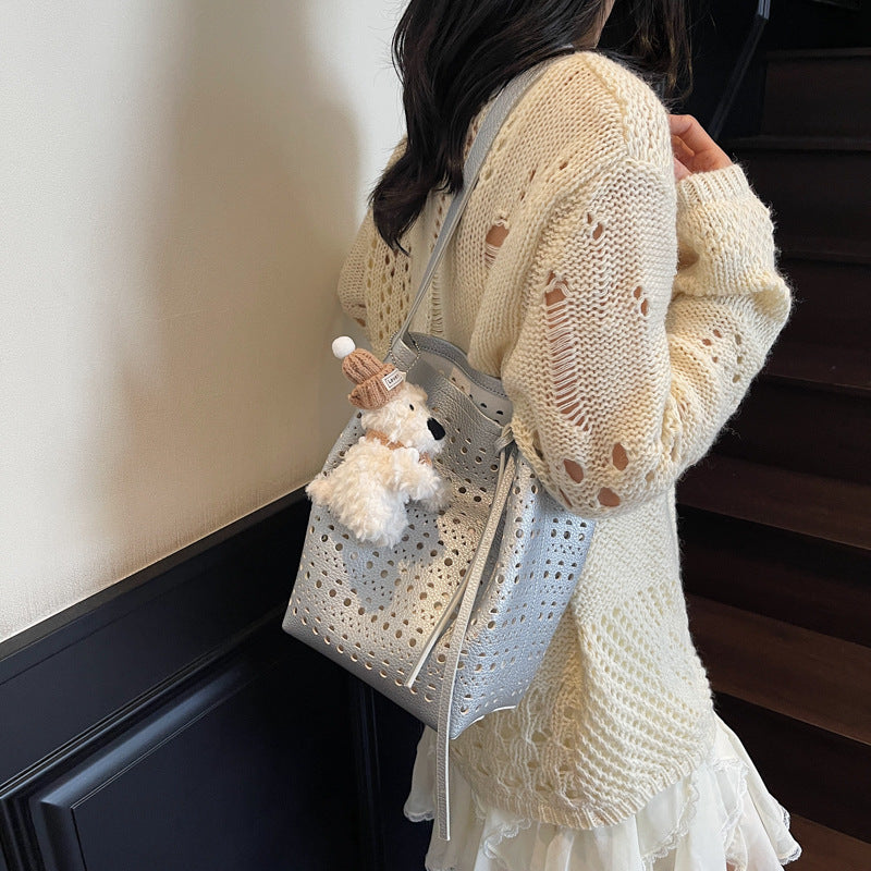 Women's Summer Mori Cute Niche Hollow Design Bucket Bag