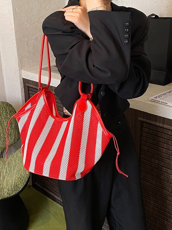 Design Large Capacity Totes Fashion Stripe Handbags