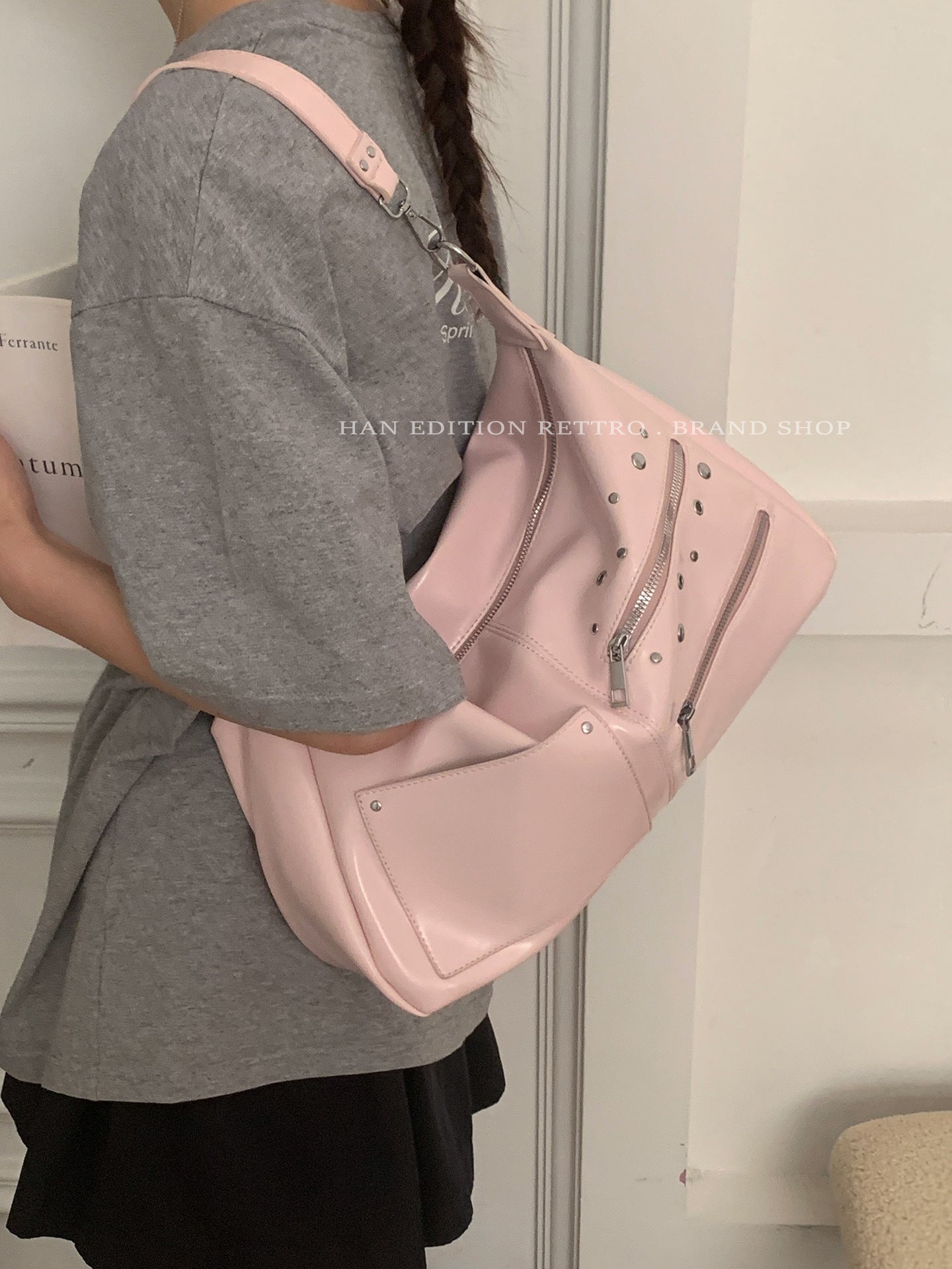 Women's Korean Style Large Capacity Underarm Soft Tote Bag