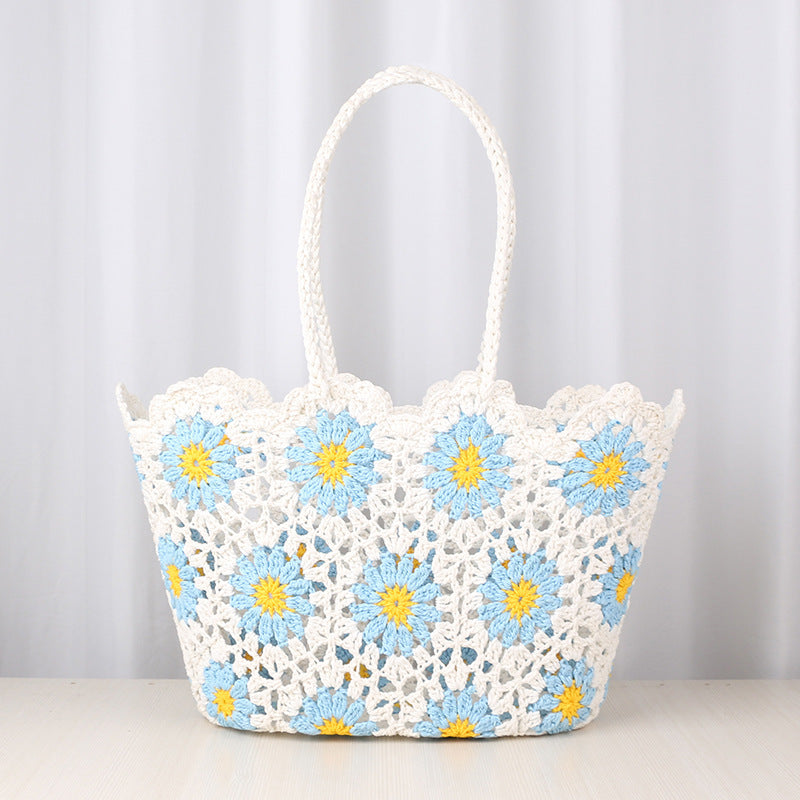 Women's Crocheted Handmade Hollow Pattern Woven Knitted Women's Shoulder Bag