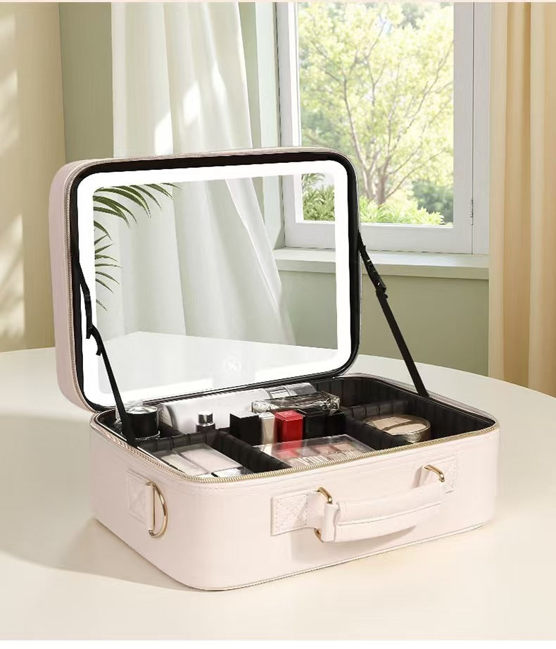 Large Capacity Good-looking With Mirror Light Cosmetic Cases