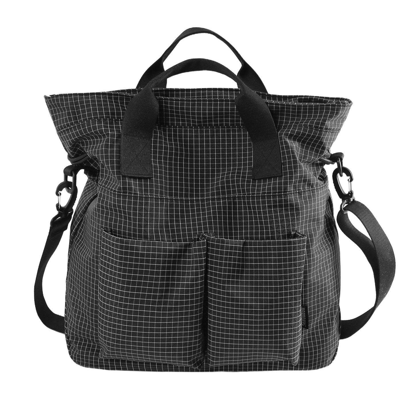 Green Plaid Canvas Large Capacity Portable Tote Bag