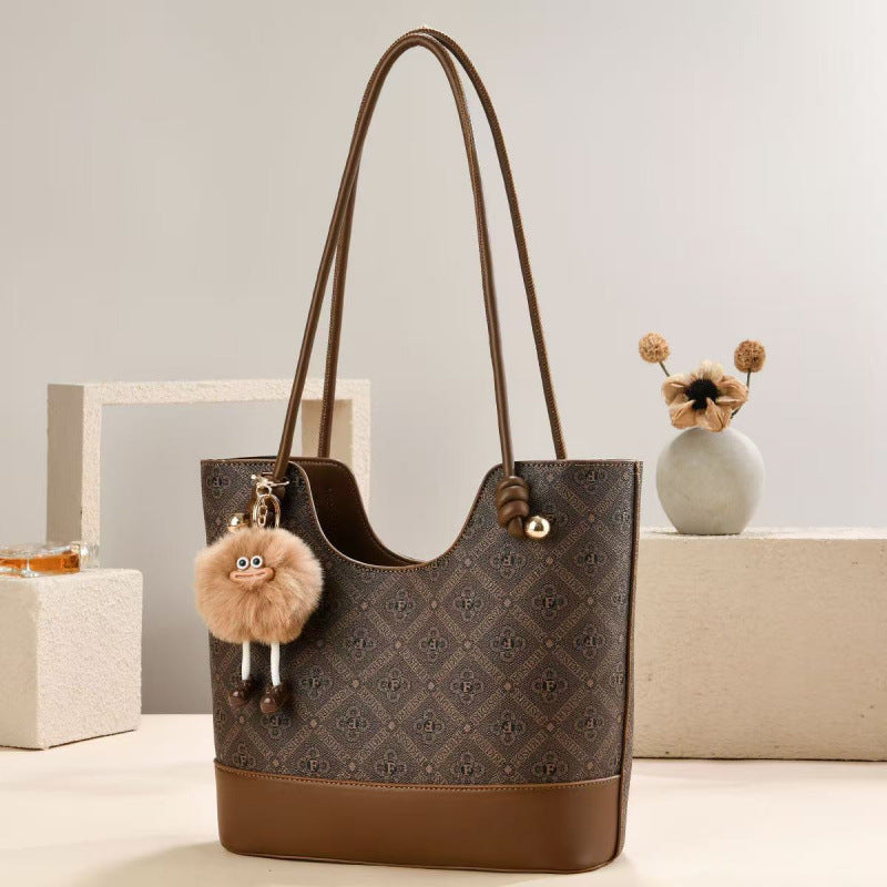 Plaid Daisy Print Doll Ornaments Fashion Tote Bag