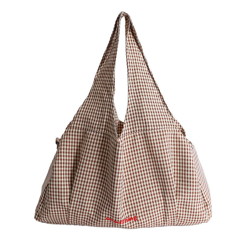 Plaid Female Leisure Large Capacity Letter College Daily Class Bags