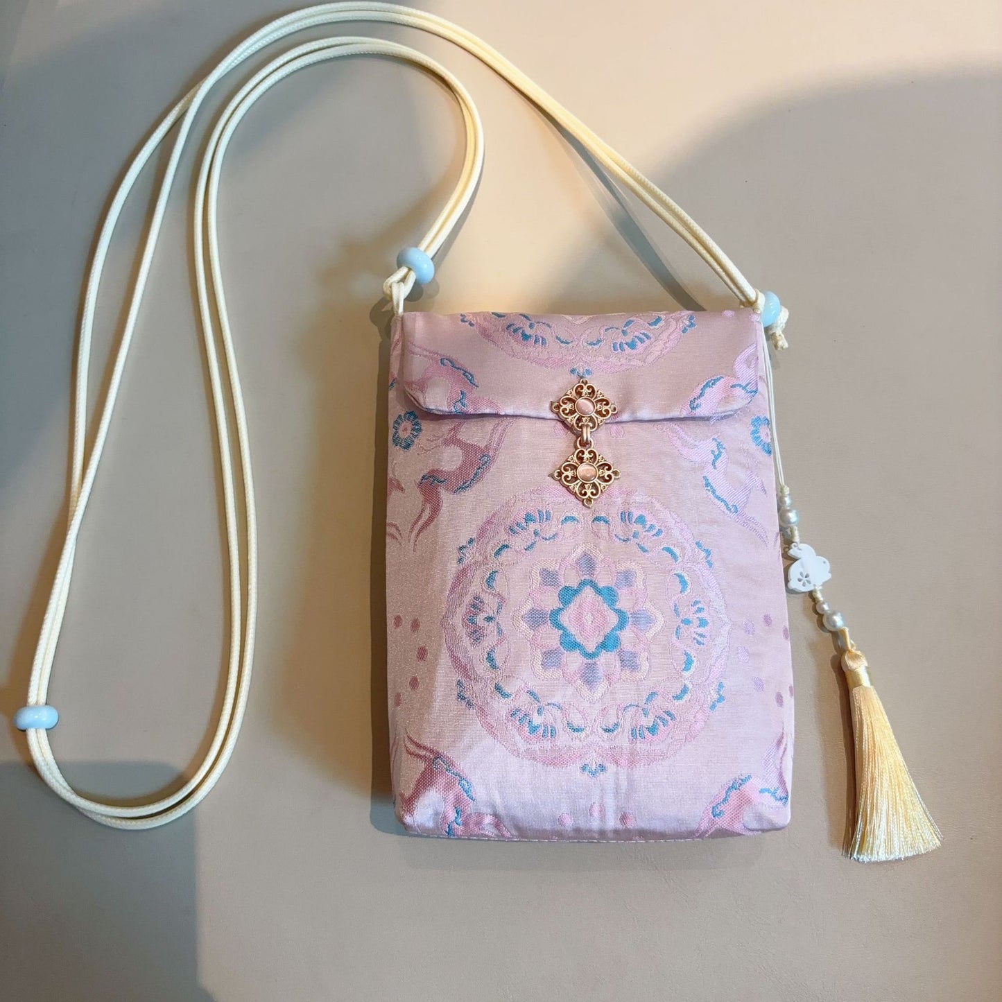 Chinese Style Brocade Embroidery Mobile For Women's Messenger Bag