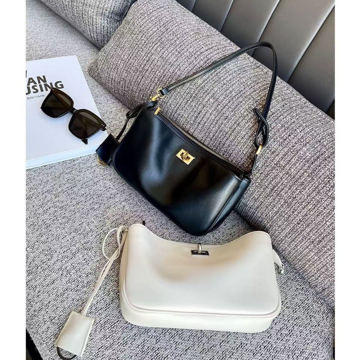 Pretty Callie Baguette High-grade Leather Motorcycle Small Square Bags