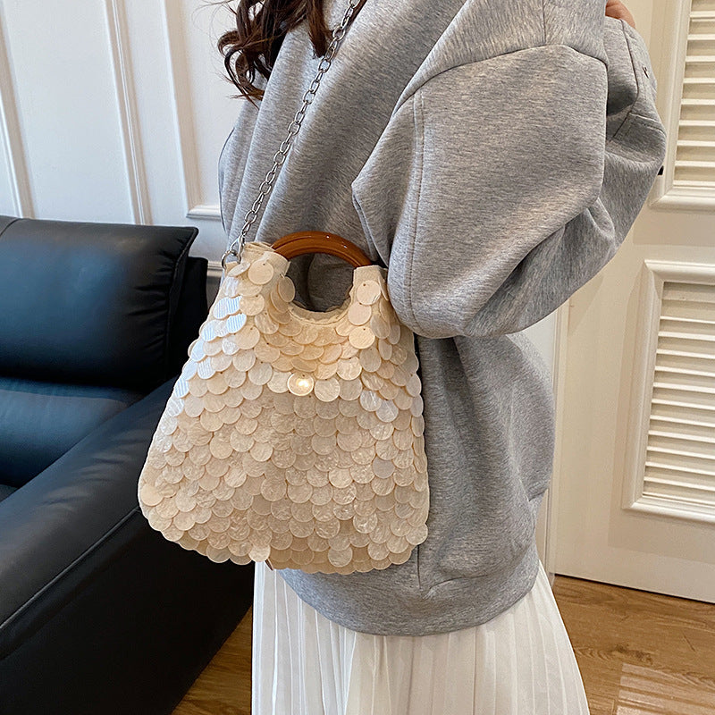 Fairy Handmade Shell Wooden Seaside Vacation Women's Handbag