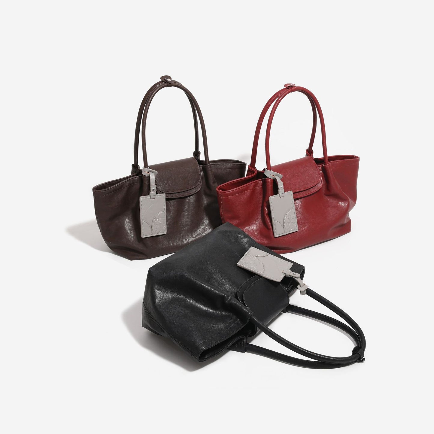 Leather Niche Black Large Capacity Totes Bags