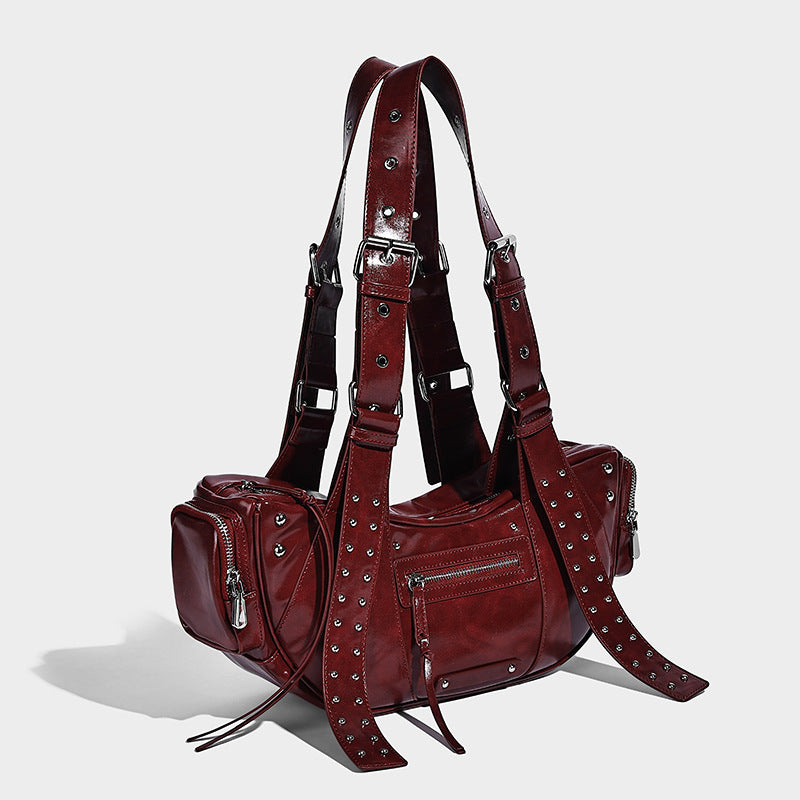 Trendy Retro Motorcycle Soft Leather Large Capacity Super Cool Waste Bags