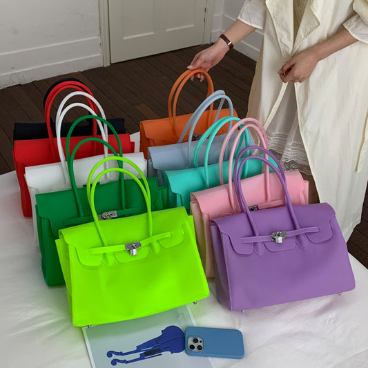 Fashion Jelly Summer Waterproof Transparent Large Tote Bag