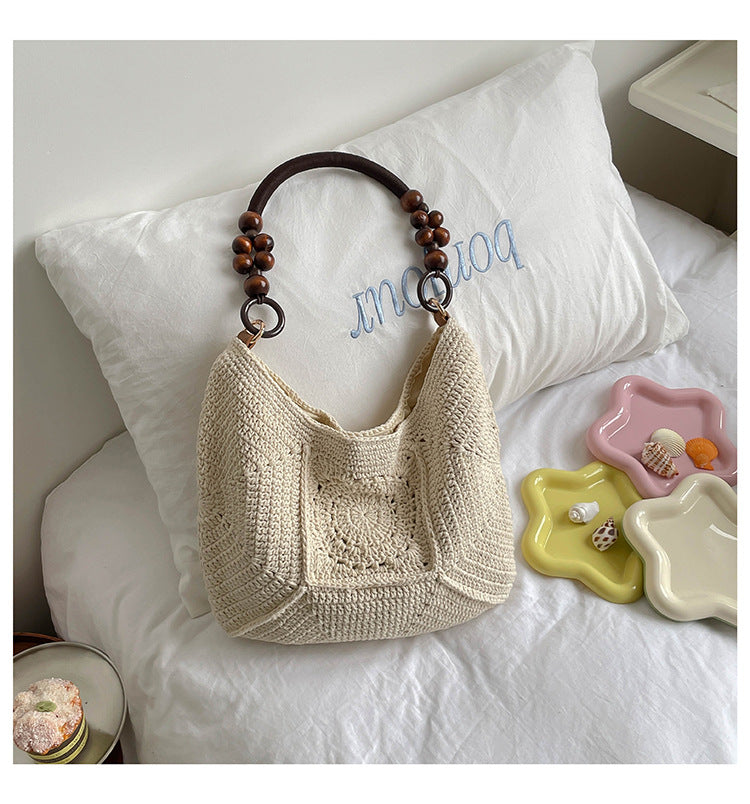 Women's Korean Style Hand-woven Crocheted Cotton Thread Underarm Lazy Bags