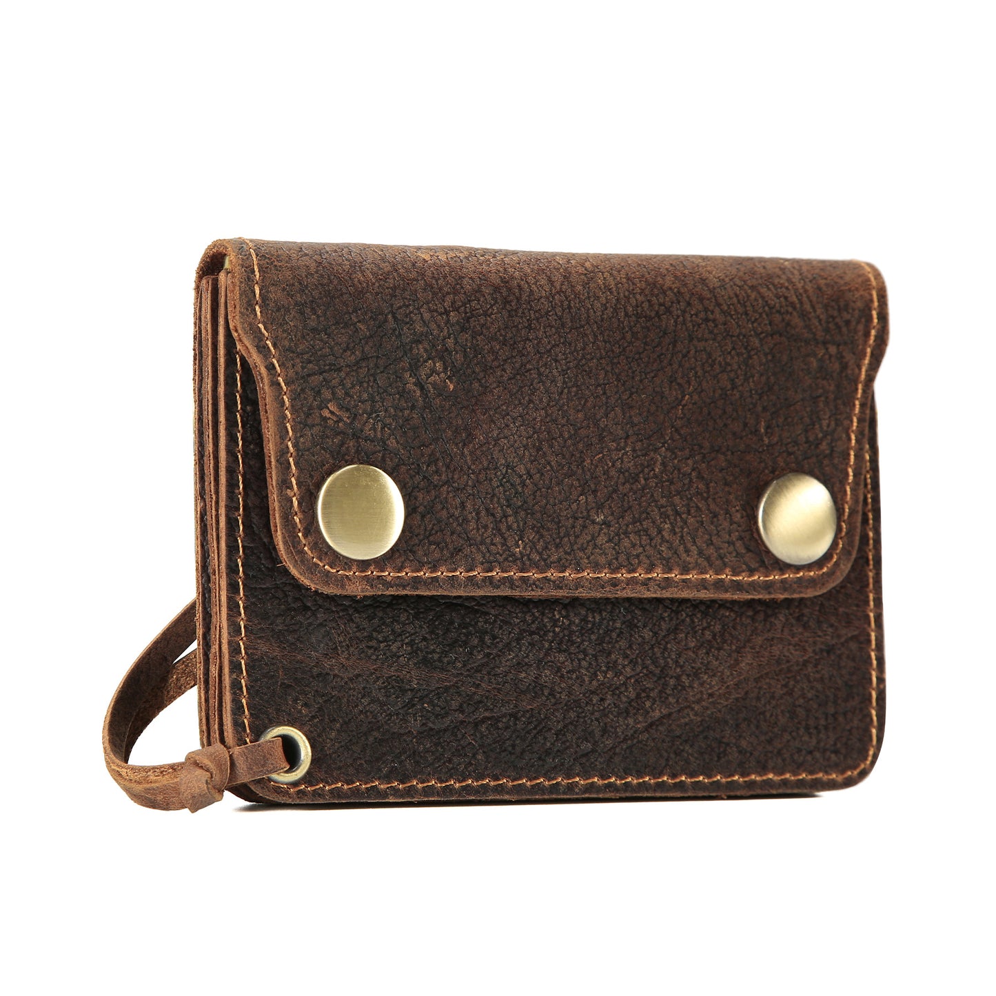 Layer Cowhide Magnetic Snap Zipper Portable Leather Card Pack Card Sleeve