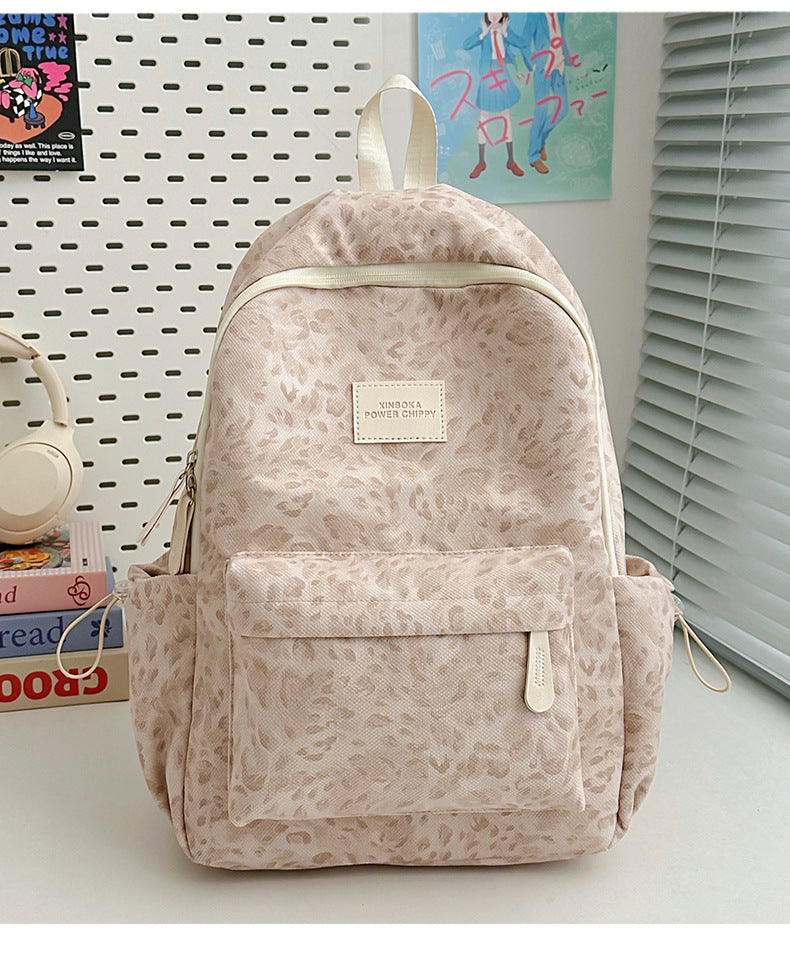 Good-looking Leopard Print Sweet Junior Campus Leisure Backpack