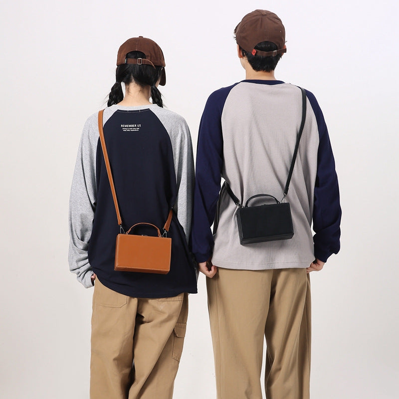 Men's Fashion Box Street Popular Korean Style Hardshell Men's Messenger Bag
