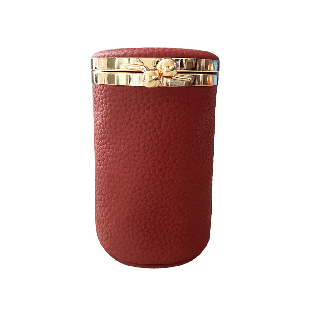 Genuine Leather Storage Retro Carry-on With Mirror Makeup Bag