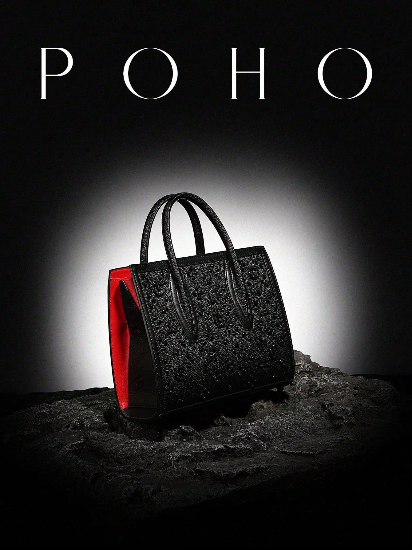 Women's Source Retro Trendy High Quality Fashion Banquet Rivet Tote Bag