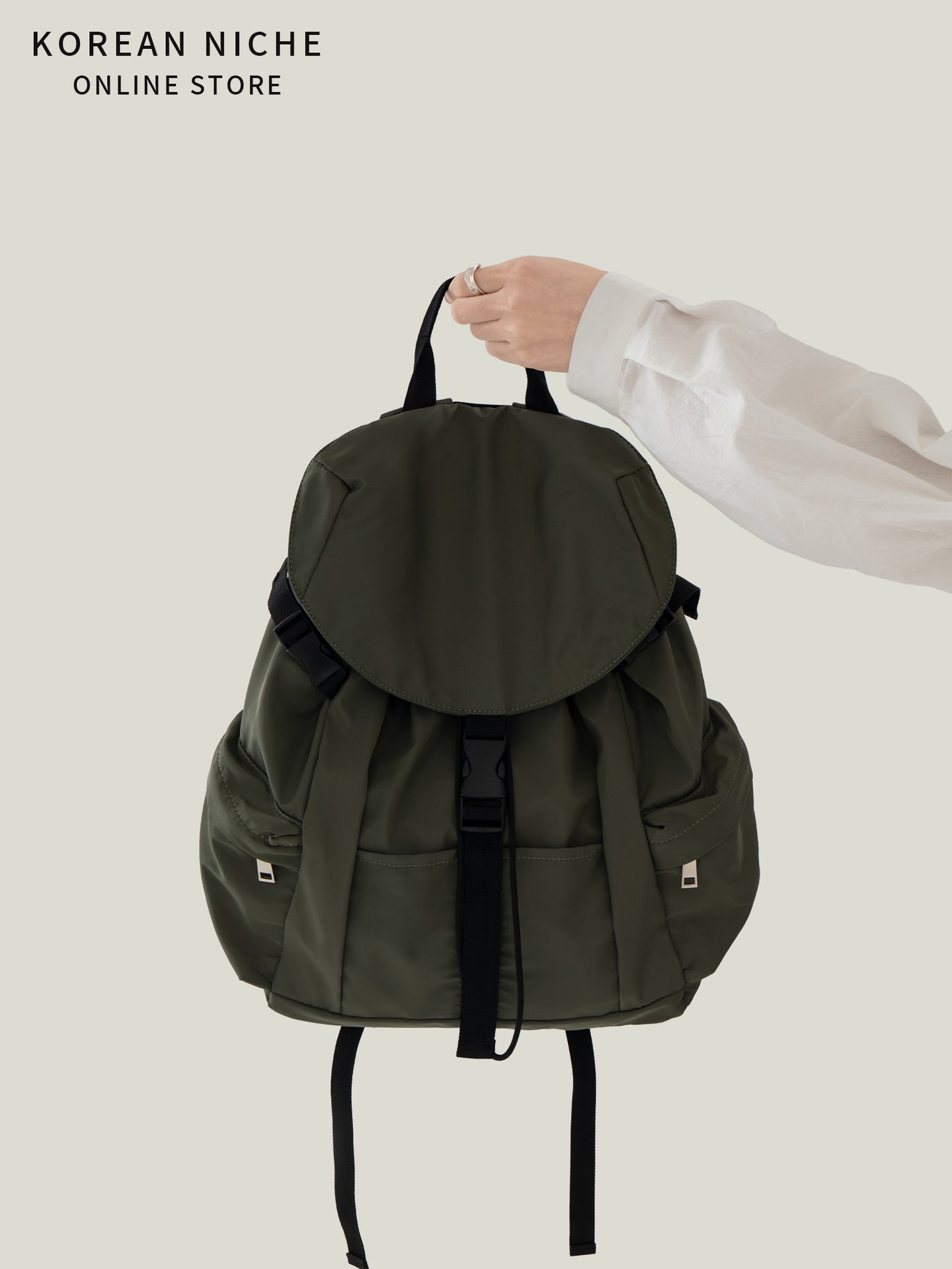 Women's Korean Style Nylon Material Portable Large Backpacks