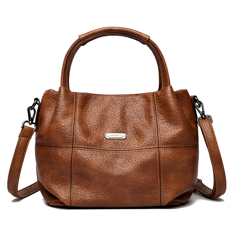 Women's Simple Large Capacity Soft Leather High Tote Bags