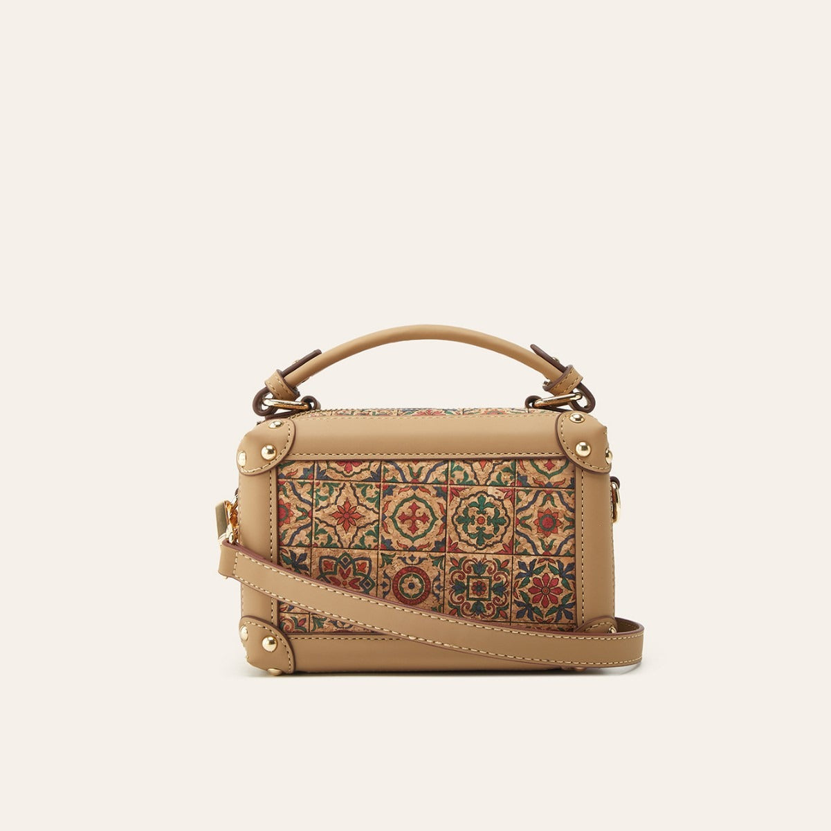 Women's Ethnic Print Cork Bark Bohemian Fashion Makeup Bag