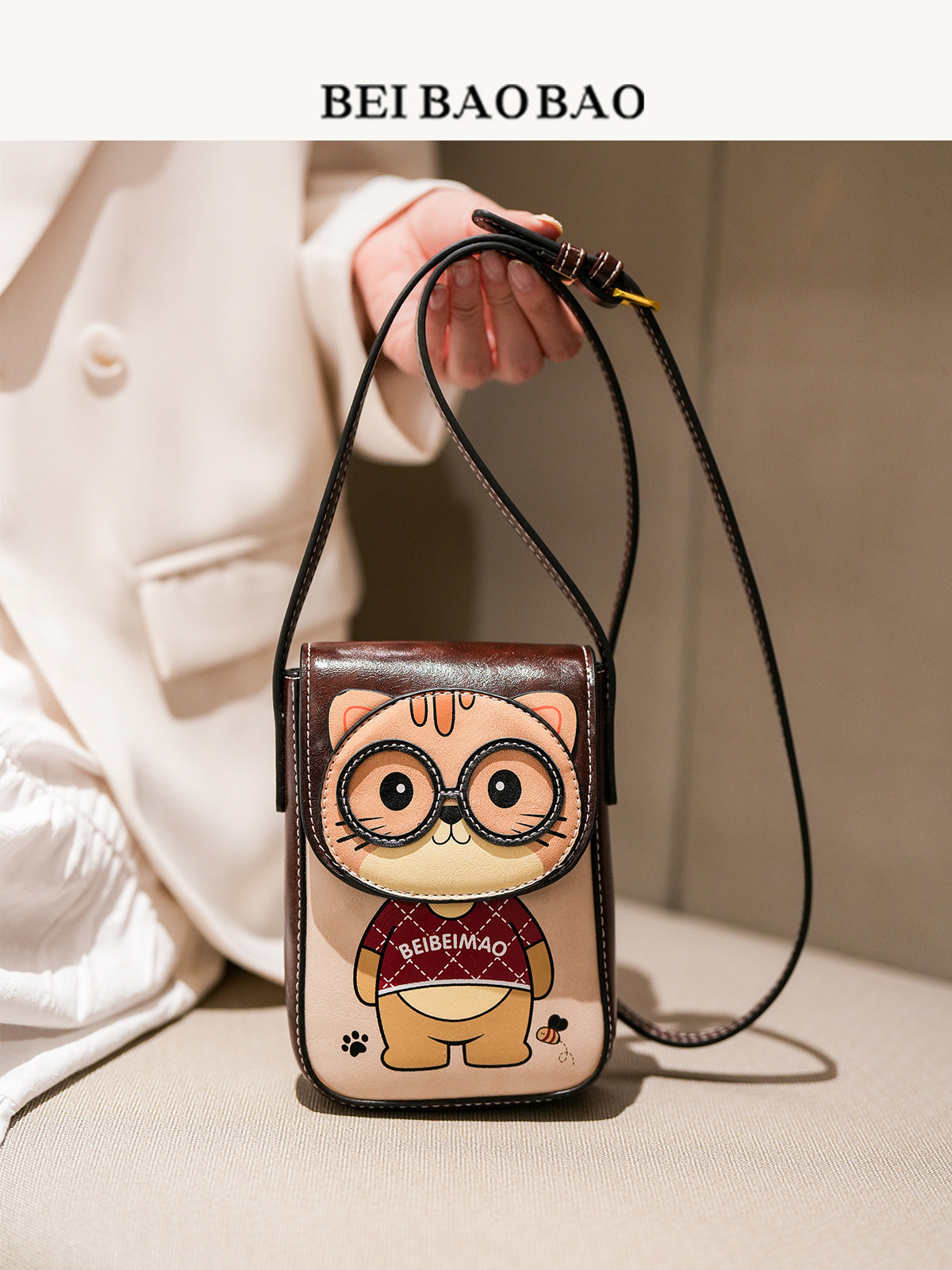Durable Source Cartoon Cute Leisure Sling Mobile Phone Bag