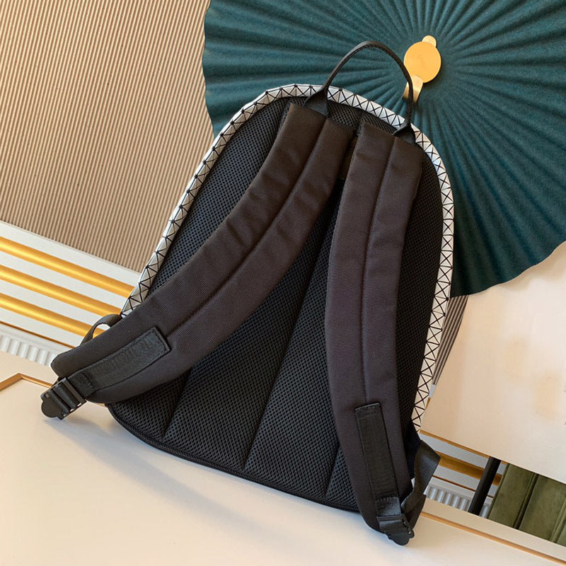Version Geometric Diamond Pattern Large Capacity Silicone Women's Backpack