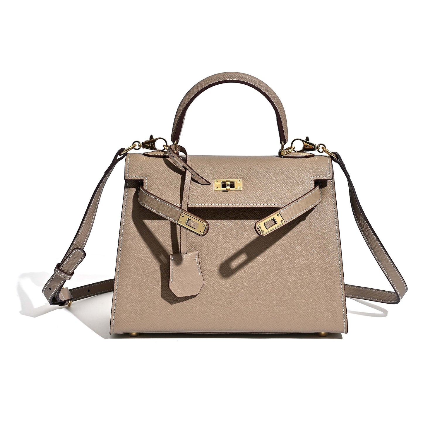 Elegant Women's Authentic Leather French Stick Bucket Bag