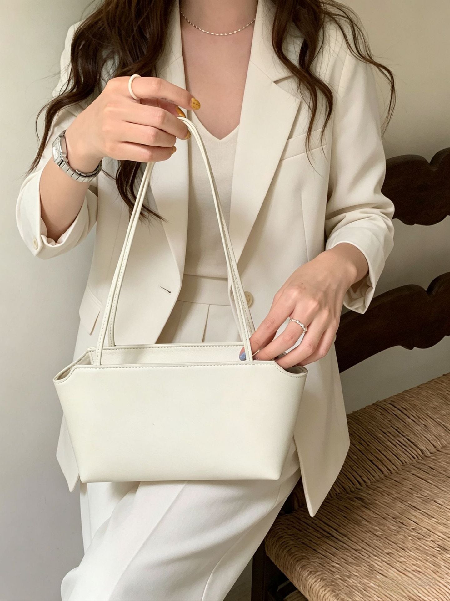 Outside Sheepskin Korean Style Minimalist Fashion Commuter Underarm Bag