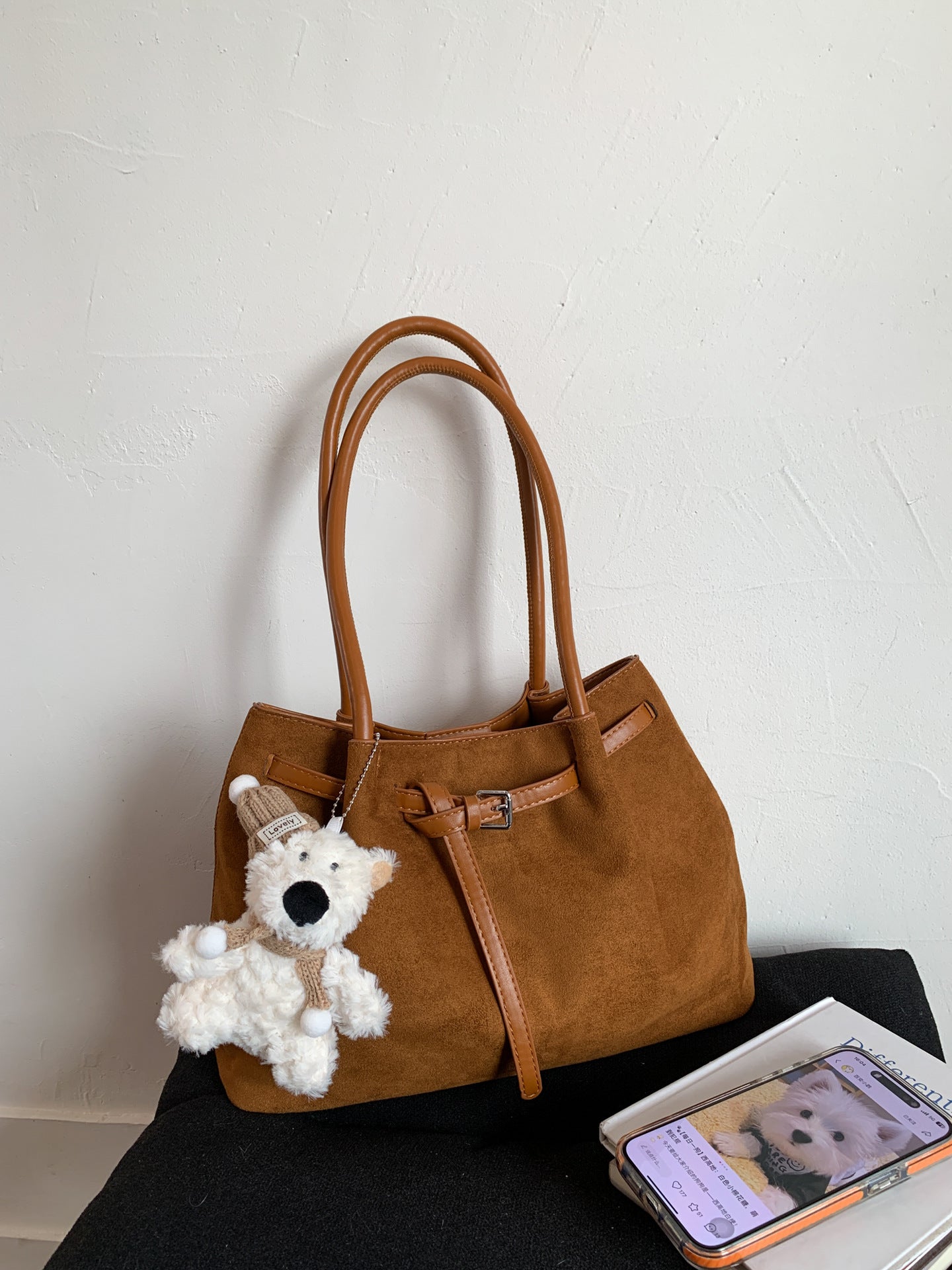 Women's Retro Suede Commuter Portable Boston Shoulder Bags