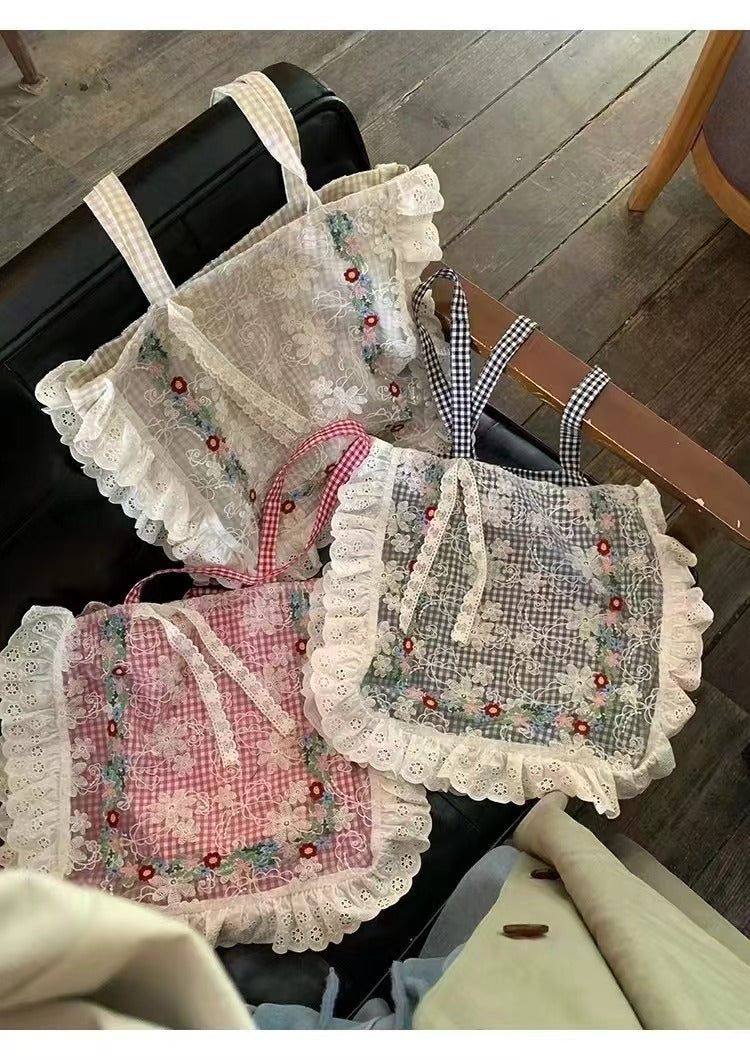 Women's Plaid Lace Canvas Summer Cloth Women's Messenger Bag