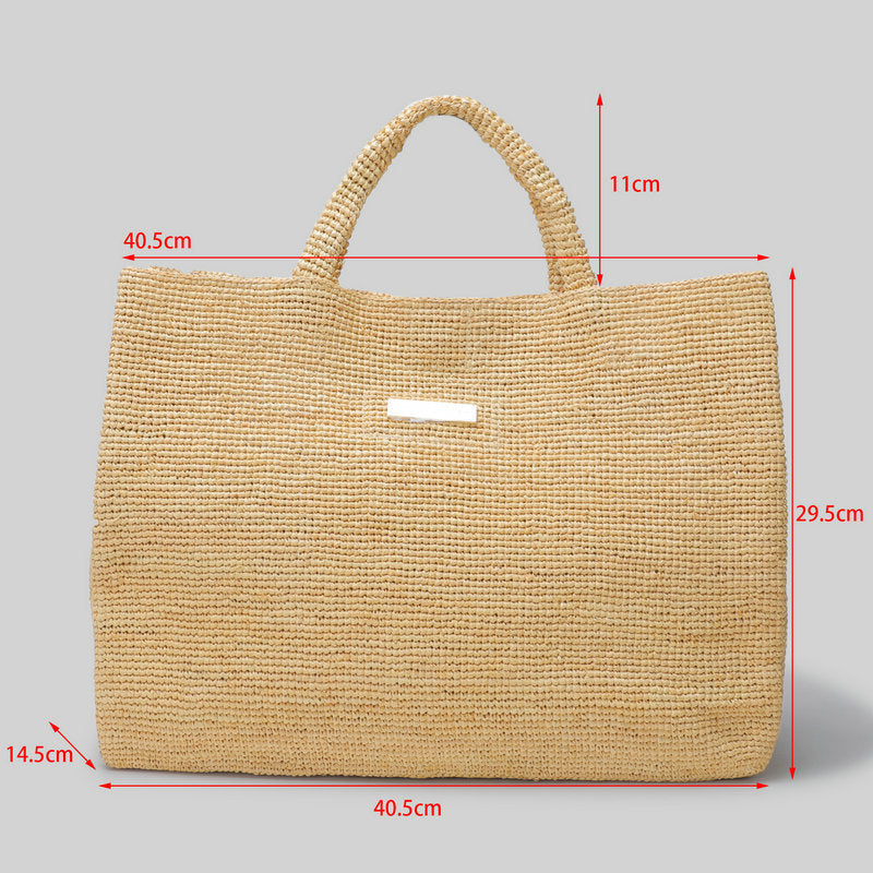 Women's Summer City Simple Straw Hand-held Pure Hand Raffia Tote Bags