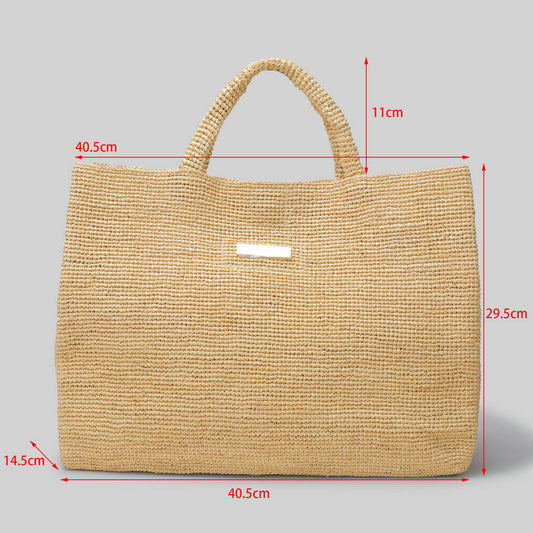 Women's Summer City Simple Straw Hand-held Pure Hand Raffia Tote Bags