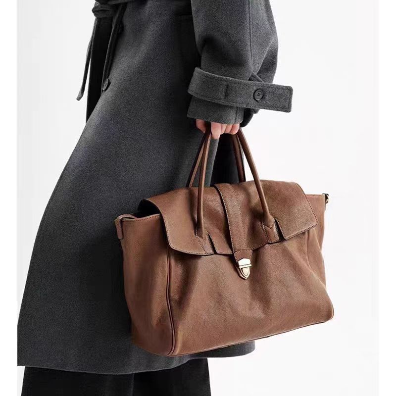Women's Portable Genuine Leather Retro Large Capacity Women's Handbag