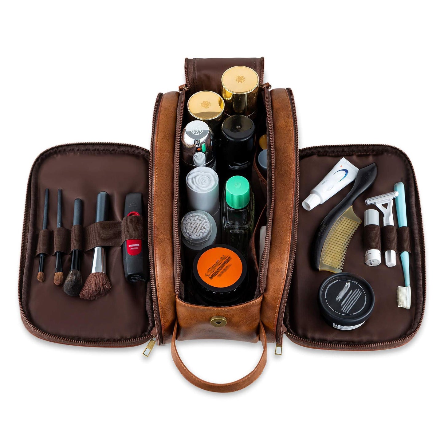Men's Leather Wash Large Capacity Portable Retro Makeup Bag