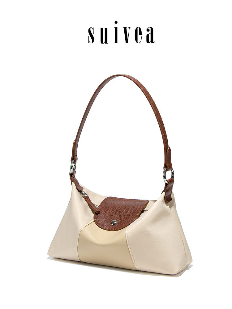 Women's Contrast Color Daily Commuter Lunch Box Dumpling Versatile High Quality Underarm Bag
