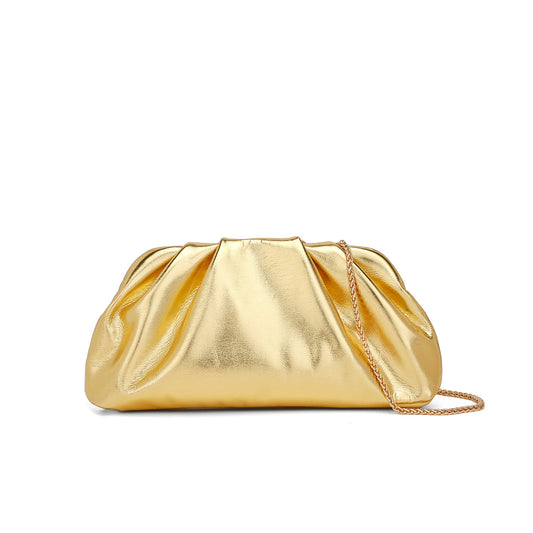 Women's Pleated Cloud For Trendy Fashionable Golden Women's Handbag