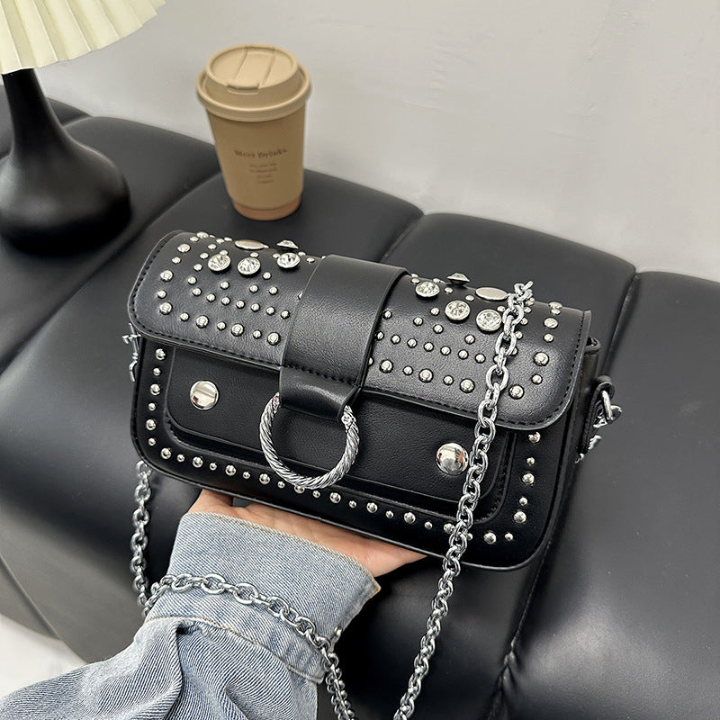 Women's French Design Rivet Circle Trendy Simple Versatile Bags