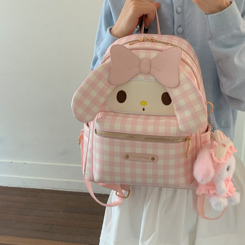 Korean Plaid Clow Large Capacity Checked Women's Backpack