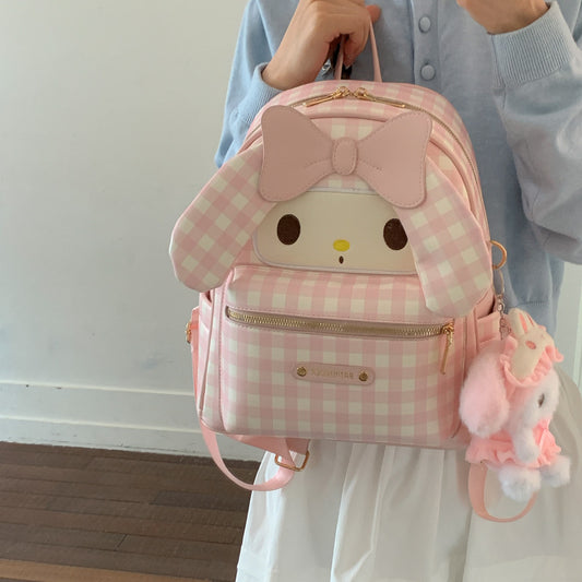 Korean Plaid Clow Large Capacity Checked Women's Backpack
