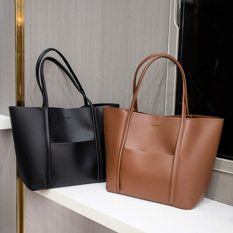 Women's Large Capacity High-grade Leather Commuting Portable Tote Bag