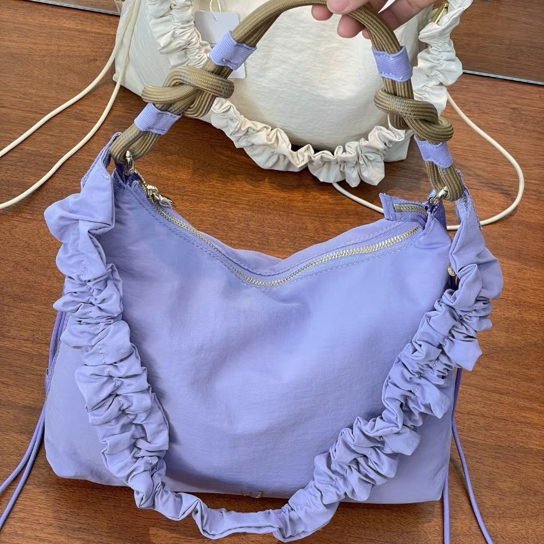 Underarm Drawstring Ruffle Fashion Commuter Dumplings Women's Messenger Bag
