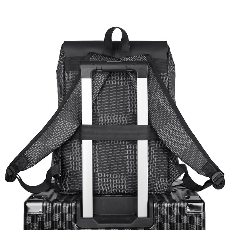 Men's & Women's High-grade Trendy Fashion Plaid Large Capacity Business Computer Trips Leisure Backpack