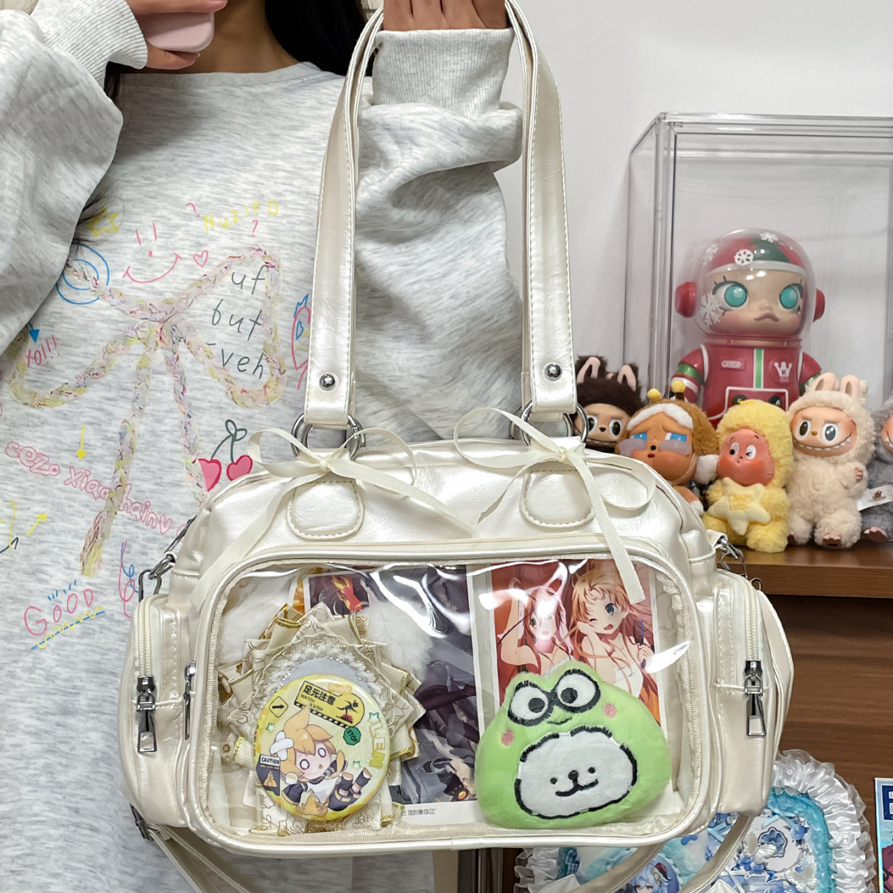 Lightweight Transparent Cartoon Cute Uniform Portable Secondary Bags