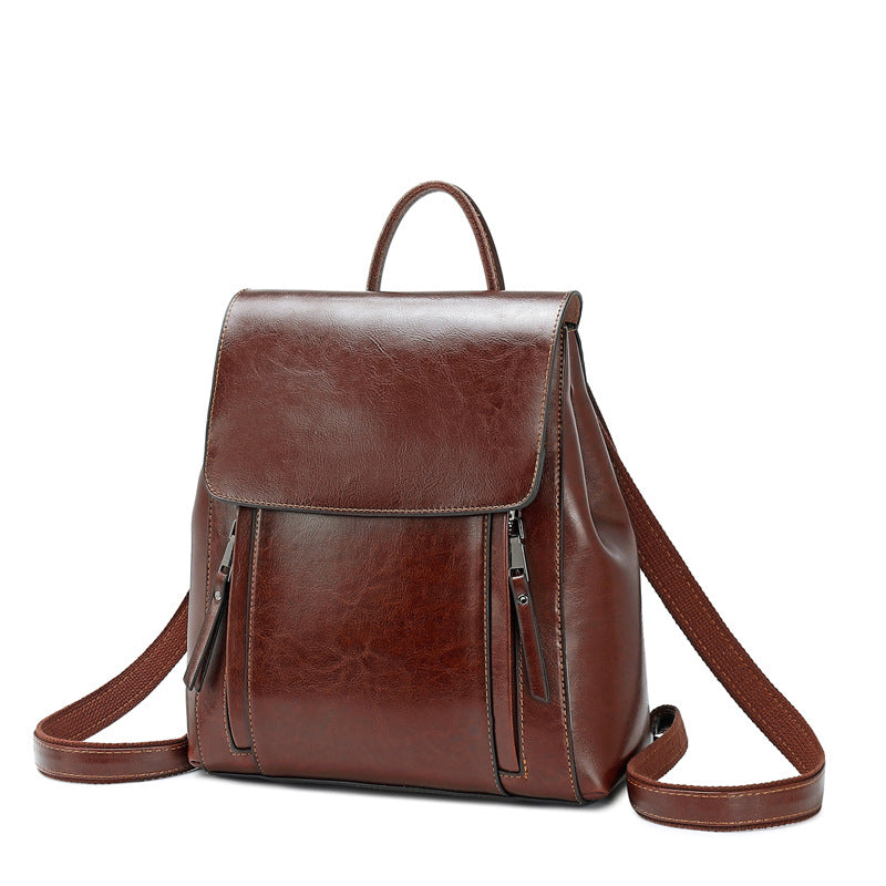 Women's Counter Leather Fashion Retro Large Capacity Backpacks