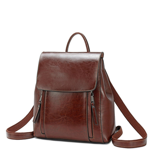Women's Counter Leather Fashion Retro Large Capacity Backpacks