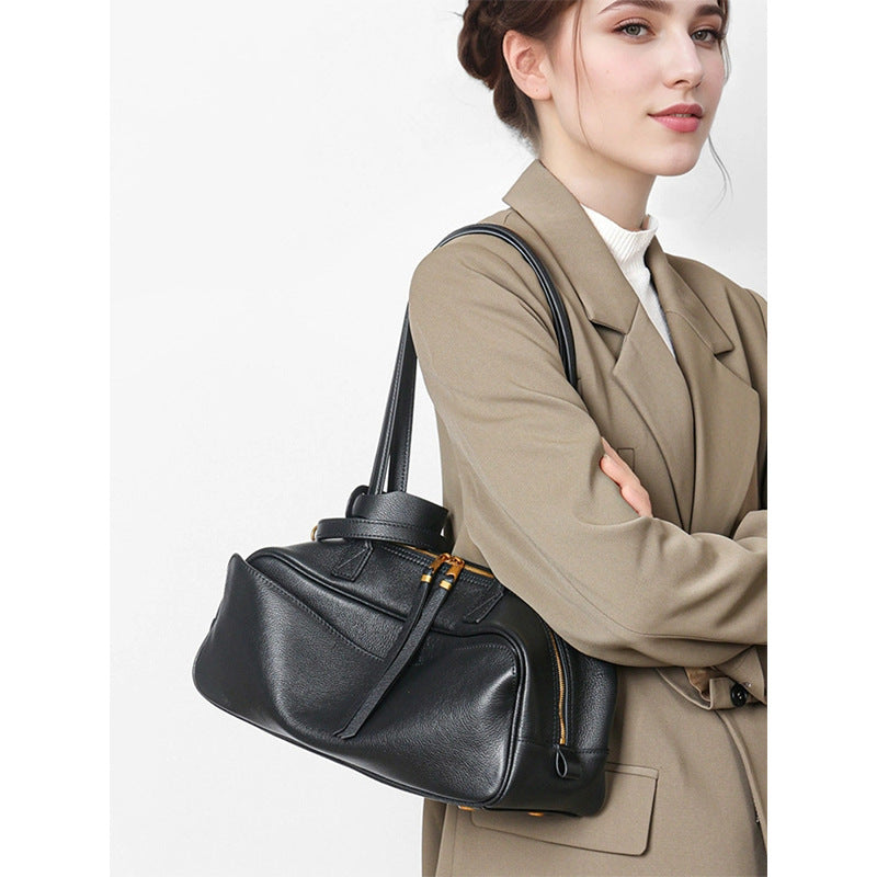 Bowling Loose Feeling Genuine Leather Soft Underarm Bag