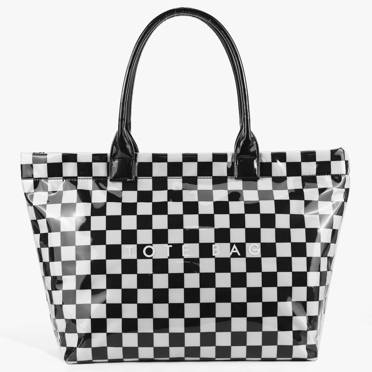 Women's Retro Chessboard Plaid Commuter Large Capacity Transparent Bags