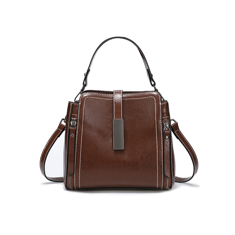 Women's Cowhide Fashion Trendy Retro Temperament Commute Women's Shoulder Bag