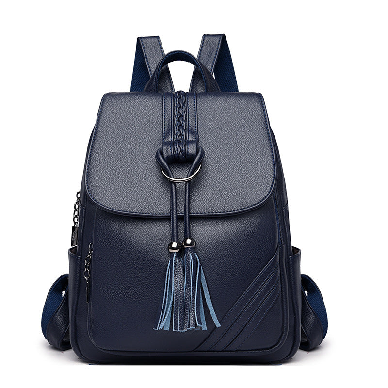 Women's Spring Texture Korean Fashion Simple Large Women's Backpack