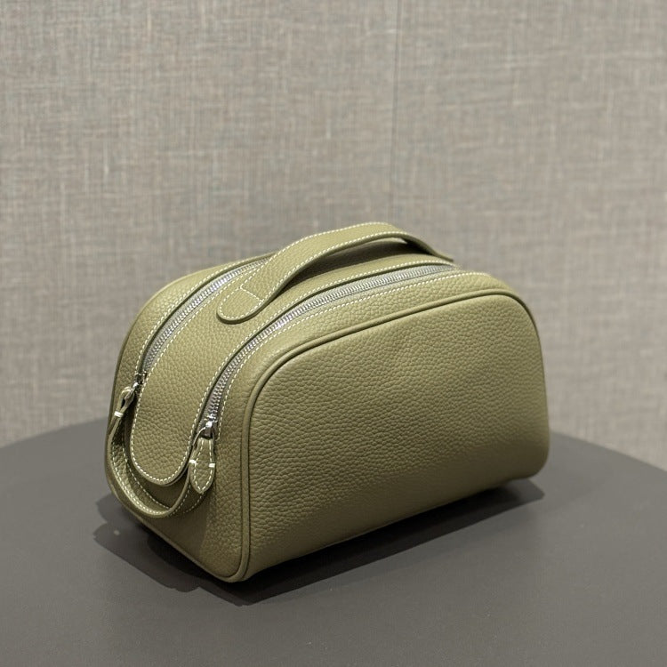 Layer Cowhide High-grade Portable Large Capacity Makeup Bag